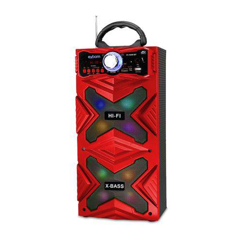 Tamanhos, Medidas e Dimensões do produto Caixa de Som Bluetooth Wireless Super Bass 12W - CS-M481BT - EXBOM - Vermelho