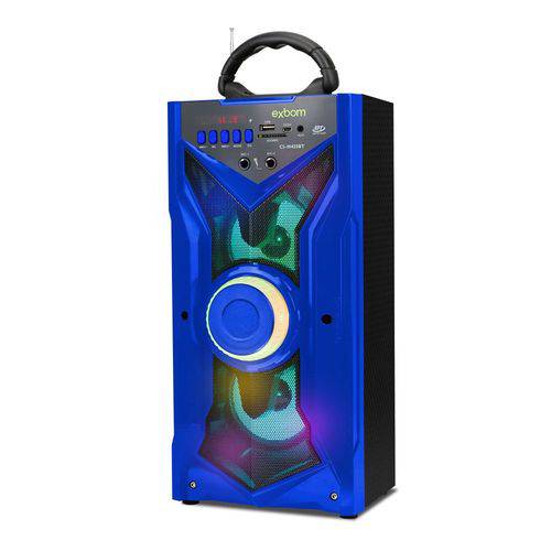 Tamanhos, Medidas e Dimensões do produto Caixa de Som de Bluetooth Super Bass 12W 2 Alto-falantes e Multimídia CS-M433BT Exbom Azul