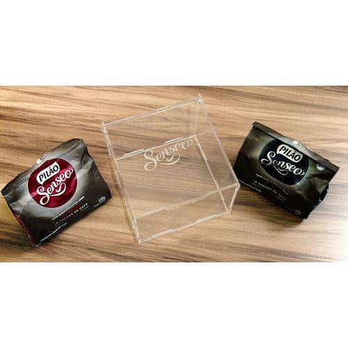 Tamanhos, Medidas e Dimensões do produto Caixa Porta Sachês Senseo Acrílico Cubo com Gravação a LASER 15x15x11cm