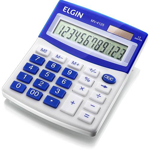 Tamanhos, Medidas e Dimensões do produto Calculadora C/ 12 Dígitos MV4125 Azul - Elgin