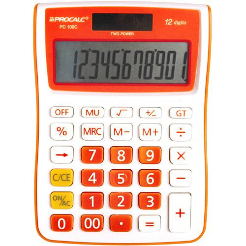 Tamanhos, Medidas e Dimensões do produto Calculadora de Mesa,12 Dígitos Grandes, Laranja - Procalc