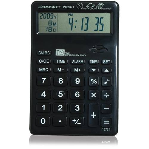 Tamanhos, Medidas e Dimensões do produto Calculadora de Mesa 10 Dig Procalc C/Relogio/Alarme