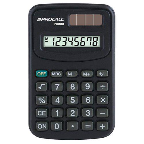 Tamanhos, Medidas e Dimensões do produto Calculadora Pessoal 8 Dígitos Preta Pc888 - Procalc