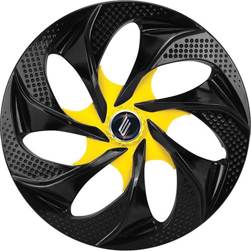 Tamanhos, Medidas e Dimensões do produto Calotas Aro 14 Evolution 4 Peças ABS Preto Fosco/Amarelo - Elitte