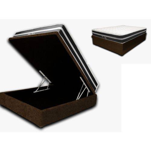Tamanhos, Medidas e Dimensões do produto Cama Box Bau 110x188 Premium Sued Marrom + Colchão de Molas Ensacadas Black Firme 150 Kg