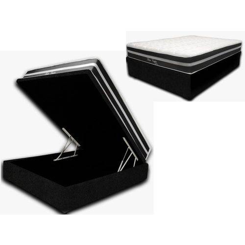 Tamanhos, Medidas e Dimensões do produto Cama Box Bau 110x188 Premium Sued Preto + Colchão de Molas Ensacadas Black Firme 150 Kg