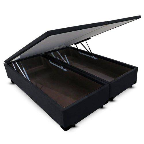 Tamanhos, Medidas e Dimensões do produto Cama Box King Bipartido Camurça Preto Baú Pistão Frontal - 180x200