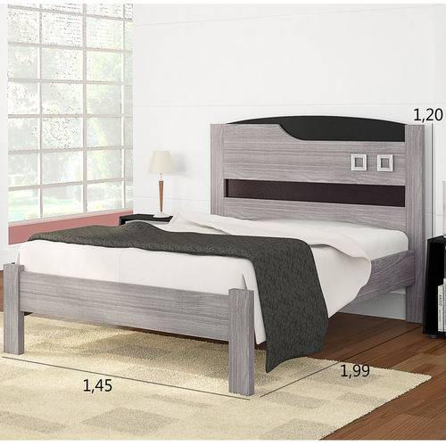 Tamanhos, Medidas e Dimensões do produto Cama Casal F75 Patrícia 1,38 - Cinza/Preto