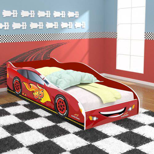 Tamanhos, Medidas e Dimensões do produto Cama Infantil Carros Racing 85 Solteiro Laterais que Funcionam Como Grade de Proteção - Vermelho