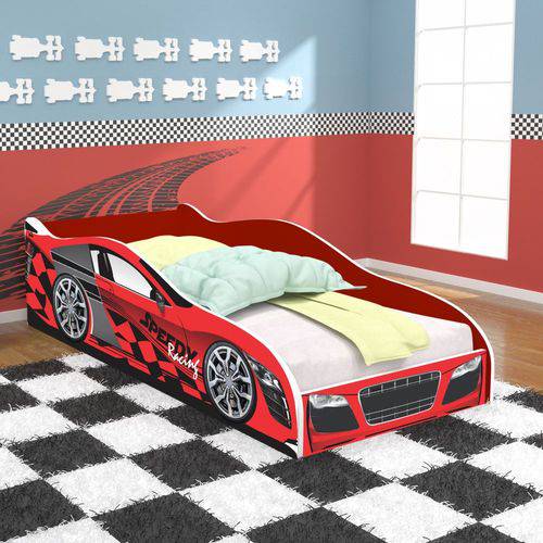 Tamanhos, Medidas e Dimensões do produto Cama Infantil / Mini Cama Infantil Carro Speedy Racing New 150x70 Cm - Vermelho/ Vermelho - RPM Móveis