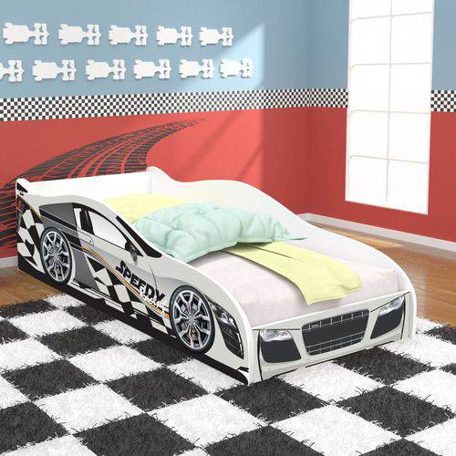 Tamanhos, Medidas e Dimensões do produto Cama Infantil / Mini Cama Carros Speedy Racing New com Colchão 150x70 Cm - Branco/branco - Rpm Móveis