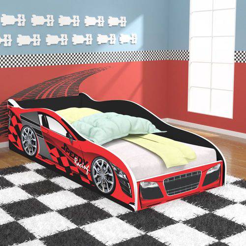 Tamanhos, Medidas e Dimensões do produto Cama Infantil / Mini Cama Carros Speedy Racing New com Colchão 150x70 Cm - Vermelho/preto - Rpm Móveis