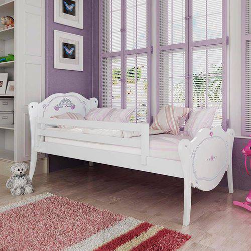 Tamanhos, Medidas e Dimensões do produto Cama Infantil Princesa Encantada com Grade de Proteção - Branco