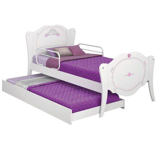 Tamanhos, Medidas e Dimensões do produto Cama Infantil Princesas Encantada Clean com Cama Auxiliar e 2 Grades de Proteção - Pura Magia