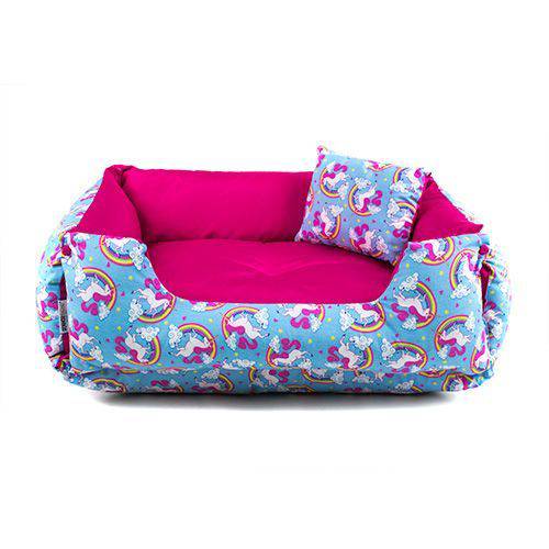 Tamanhos, Medidas e Dimensões do produto Cama Pet Cachorro Gato Senhor Bicho Dupla Face Lola - G - Unicórnio Azul Pink