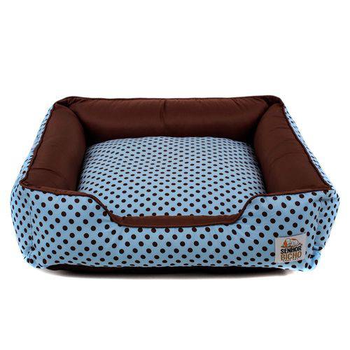 Tamanhos, Medidas e Dimensões do produto Cama Pet Cachorro Gato Senhor Bicho Pandora C/ Zíper - P - Azul Poá Marrom