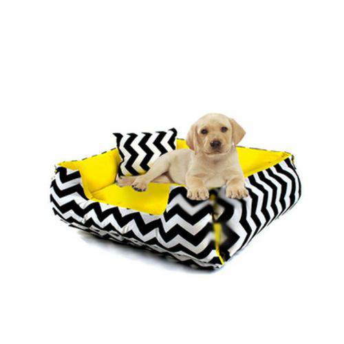 Tamanhos, Medidas e Dimensões do produto Cama Pet para Cães e Gatos Dupla Face -Sophie Decora -Chevron -Amarelo-Tamanho (M)