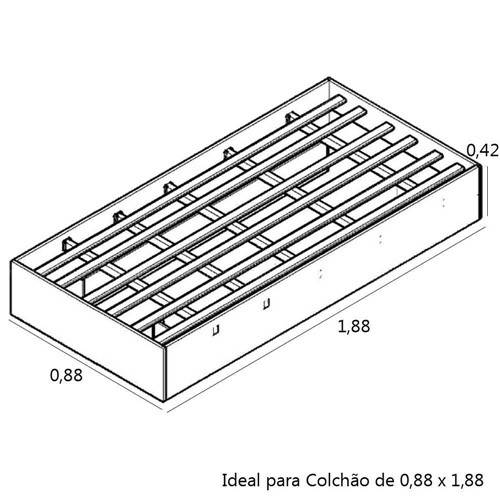 Tamanhos, Medidas e Dimensões do produto Cama Super Box Solteiro para Colchão 088 – Rovere