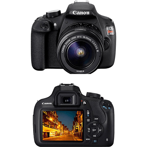 Tamanhos, Medidas e Dimensões do produto Câmera Digital DSLR Canon EOS Rebel T5 18MP Lente EF-S18-55mm III - Preta