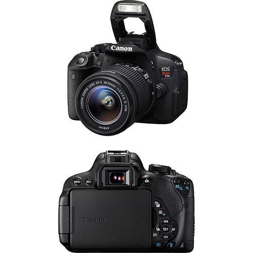 Tamanhos, Medidas e Dimensões do produto Câmera Digital DSLR Canon EOS Rebel T5i 18MP Lente EF-S 18-55 IS STM