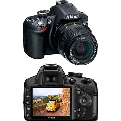 Tamanhos, Medidas e Dimensões do produto Câmera Digital DSLR Nikon D3200 24.2MP Lente EF-S 18-55mm F/3.5-5.6 Is