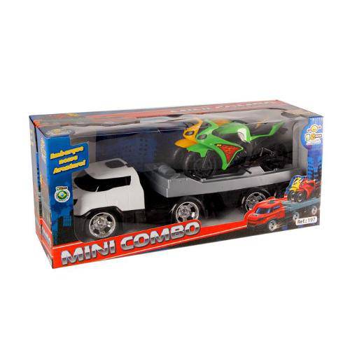 Tamanhos, Medidas e Dimensões do produto Caminhão Mini Combo - Bs Toys - Cabine Branco - com 2 Motos