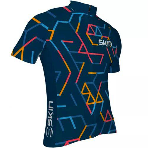Tamanhos, Medidas e Dimensões do produto Camisa Ciclismo Masculina Azul/Laranja/Vermelho Skin 2018 GG
