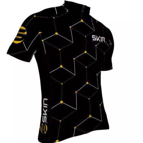 Tamanhos, Medidas e Dimensões do produto Camisa Ciclismo Masculina Preto/Amarelo Skin 2018 GG