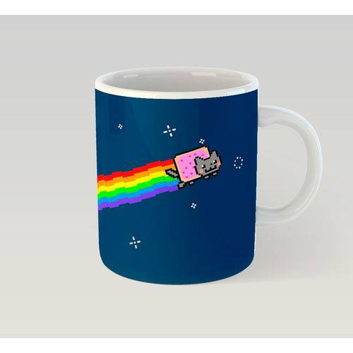 Tamanhos, Medidas e Dimensões do produto Caneca Cerâmica Meme Nyan Cat Gato Arco Íris