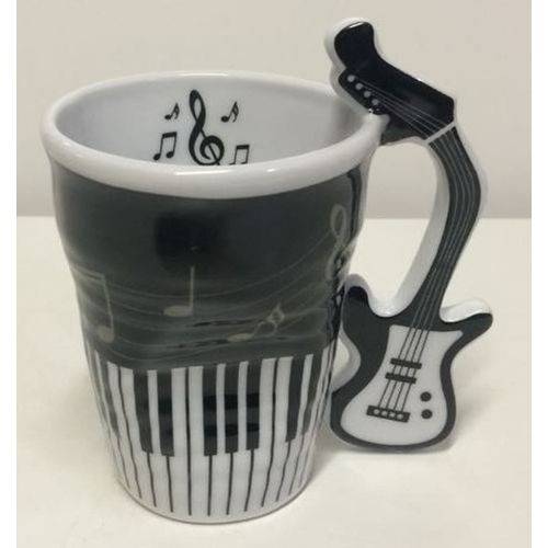 Tamanhos, Medidas e Dimensões do produto Caneca Musical Amassada com Alça Guitarra - Porcelana