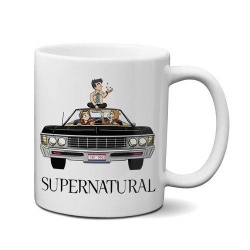 Tamanhos, Medidas e Dimensões do produto Caneca Supernatual - Dean, Sam, Castiel e o Carro Impala