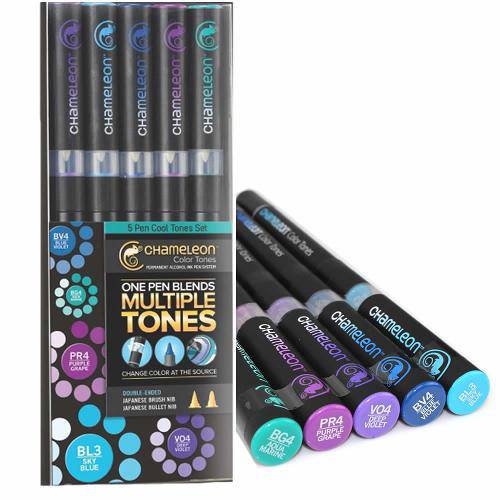 Tamanhos, Medidas e Dimensões do produto Caneta Chameleon Color Tones – Kit com 05 Canetas Tons Frios Ct0504