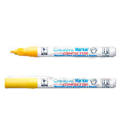 Tamanhos, Medidas e Dimensões do produto Caneta para Porcelana Compactor Creative Marker 2 Mm - Cor: Amarelo