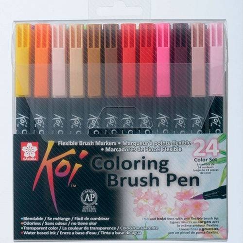 Tamanhos, Medidas e Dimensões do produto Caneta Pincel Koi Coloring Brush Sakura com 24 Cores - Xbr-24