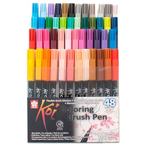 Tamanhos, Medidas e Dimensões do produto Caneta Pincel Koi Coloring Brush Sakura com 48 Cores - Xbr-48