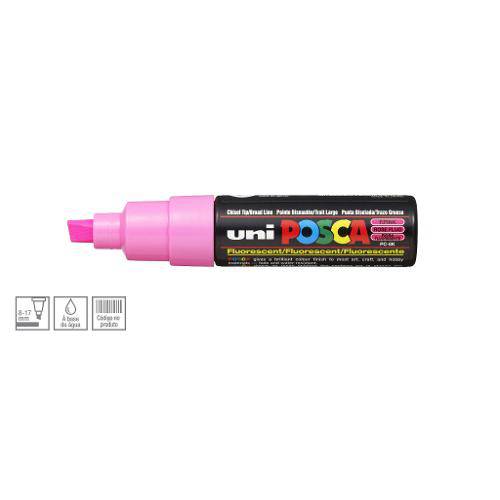 Tamanhos, Medidas e Dimensões do produto Caneta Posca Uni Ball Pc-8k Ponta Biselada Grossa de Acrílico 8 Mm - Cor: Fluor Pink