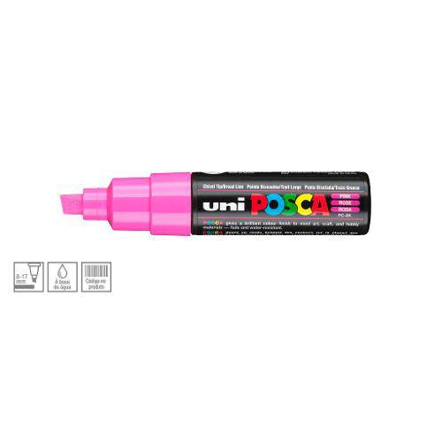 Tamanhos, Medidas e Dimensões do produto Caneta Posca Uni Ball Pc-8k Ponta Biselada Grossa de Acrílico 8 Mm - Cor: Pink
