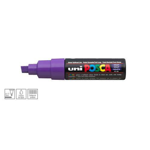 Tamanhos, Medidas e Dimensões do produto Caneta Posca Uni Ball Pc-8k Ponta Biselada Grossa de Acrílico 8 Mm - Cor: Violet