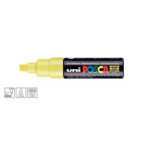 Tamanhos, Medidas e Dimensões do produto Caneta Posca Uni Ball Pc-8k Ponta Biselada Grossa de Acrílico 8 Mm - Cor: Yellow