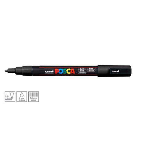 Tamanhos, Medidas e Dimensões do produto Caneta Posca Uni Ball Pc-3m Ponta Cónica Extra Fina em Poliéster 1,5 Mm - Cor: Black