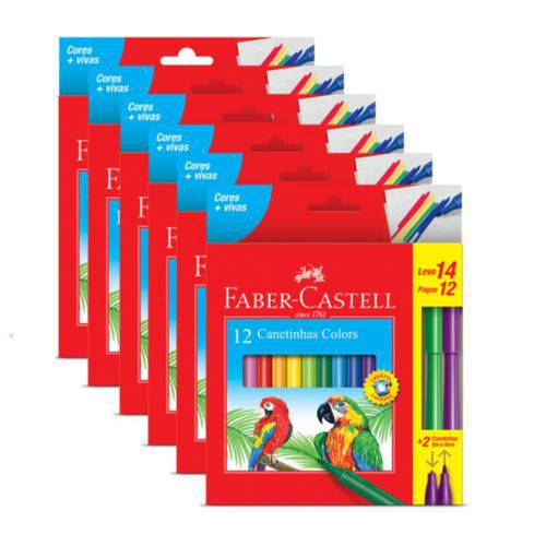 Tamanhos, Medidas e Dimensões do produto Canetinhas Colors 12 Cores Pct 6 Un Faber Castell + 2 Canetinhas Vai e Vem
