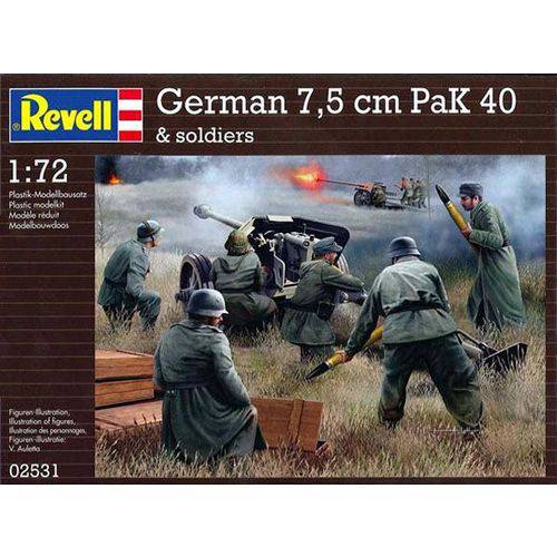 Tamanhos, Medidas e Dimensões do produto Canhão Anti-tanque PaK 40 7,5 Cm e Figuras de Soldados - 1/72 - Revell 02531