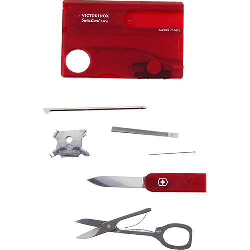 Tamanhos, Medidas e Dimensões do produto Canivete SwissCard Lite Vermelho Translucido - Victorinox
