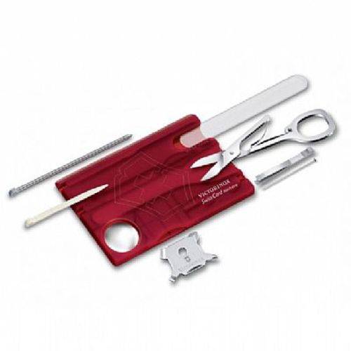 Tamanhos, Medidas e Dimensões do produto Canivete Victorinox Swisscard Cuidado das Unhas Vermelho Translúcido 0.7240.T