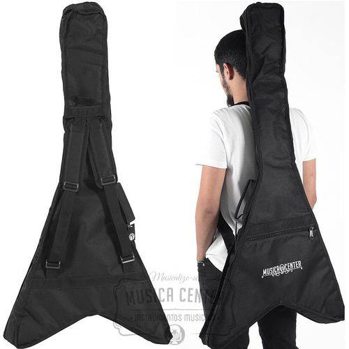 Tamanhos, Medidas e Dimensões do produto Capa Bag Guitarra Fly Flying V Acolchoada Nylon 600 Reforçad