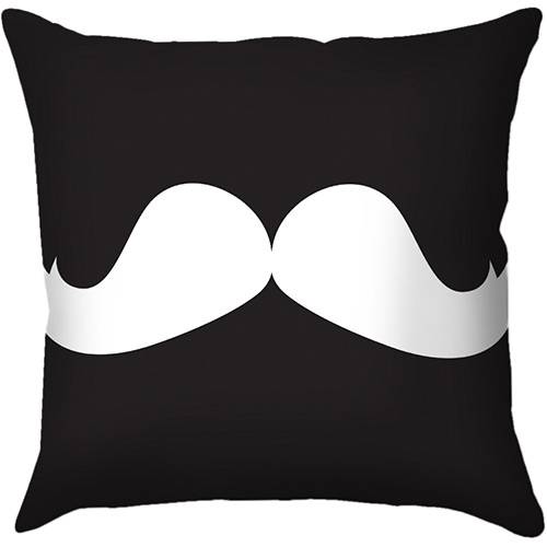 Tamanhos, Medidas e Dimensões do produto Capa para Almofada Moustache Preta/Branca Poliéster (40x40cm) - Haus For Fun
