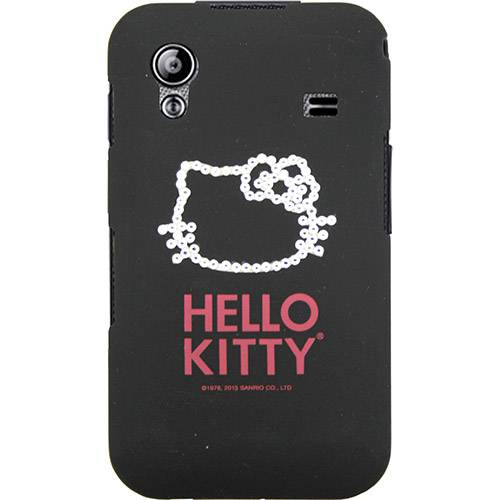 Tamanhos, Medidas e Dimensões do produto Capa para Celular Galaxy Ace Hello Kitty Cristais Policarbonato Preta - Case Mix