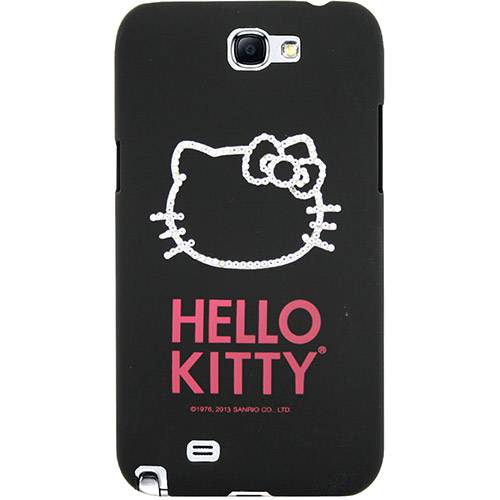 Tamanhos, Medidas e Dimensões do produto Capa para Celular Galaxy Note 2 Hello Kitty Cristais Policarbonato Preta - Case Mix