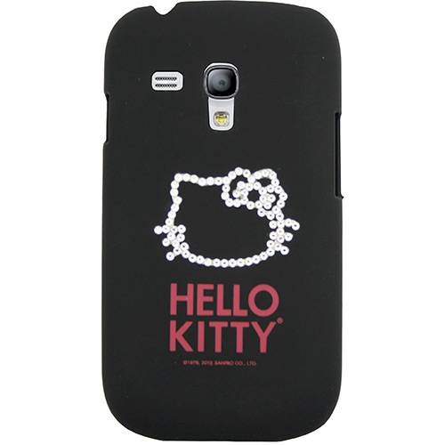 Tamanhos, Medidas e Dimensões do produto Capa para Celular Galaxy S3 Mini Hello Kitty Cristais Policarbonato Preta - Case Mix