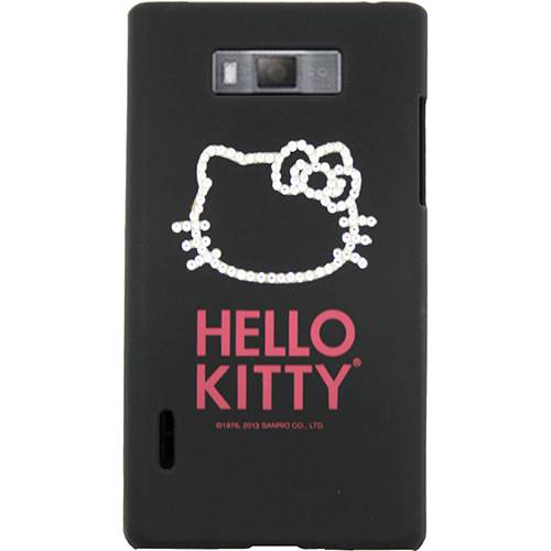 Tamanhos, Medidas e Dimensões do produto Capa para Celular Optimus L7 Hello Kitty Cristais Policarbonato Preta - Case Mix